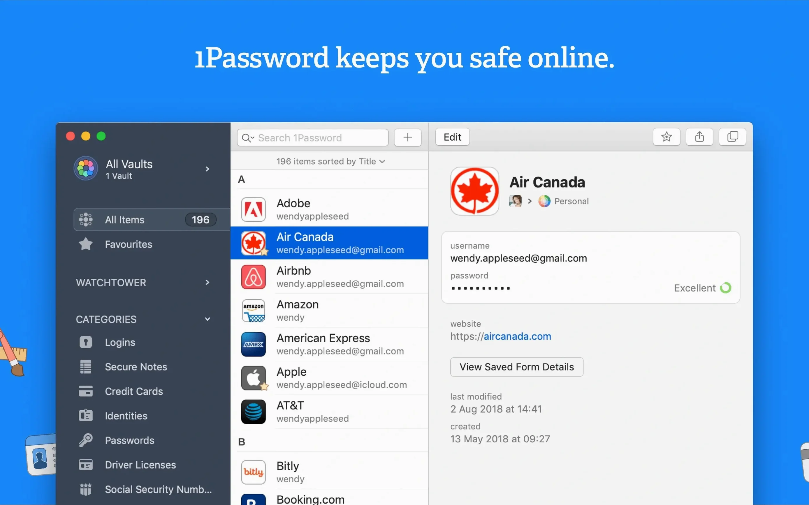 1password duplicate item — opening view