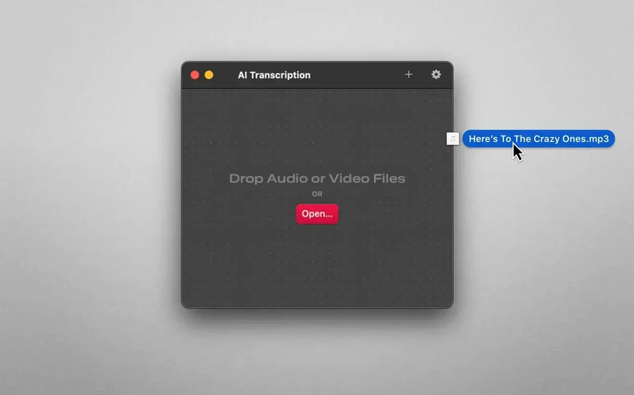 ai transcription — opening view