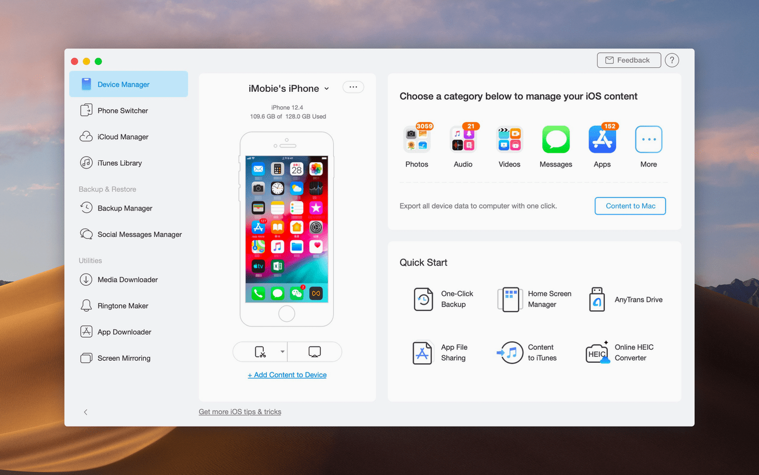AnyTrans for iOS capture 1 of 4 anytrans for mac — opening view