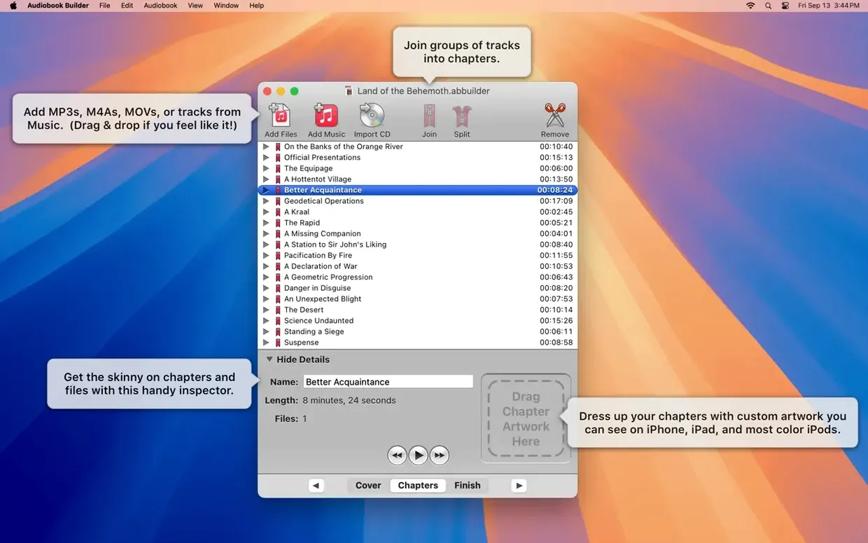 Audiobook Builder: screenshot 1 of 6 audiobook builder mac — opening view