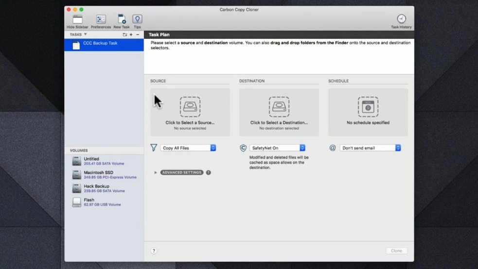 Carbon Copy Cloner: screenshot 1 of 4 carbon copy cloner mac crack — opening view