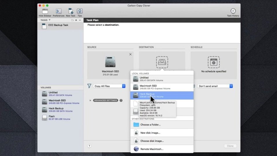 Carbon Copy Cloner: screenshot 3 of 4 Carbon Copy Cloner screenshot 3
