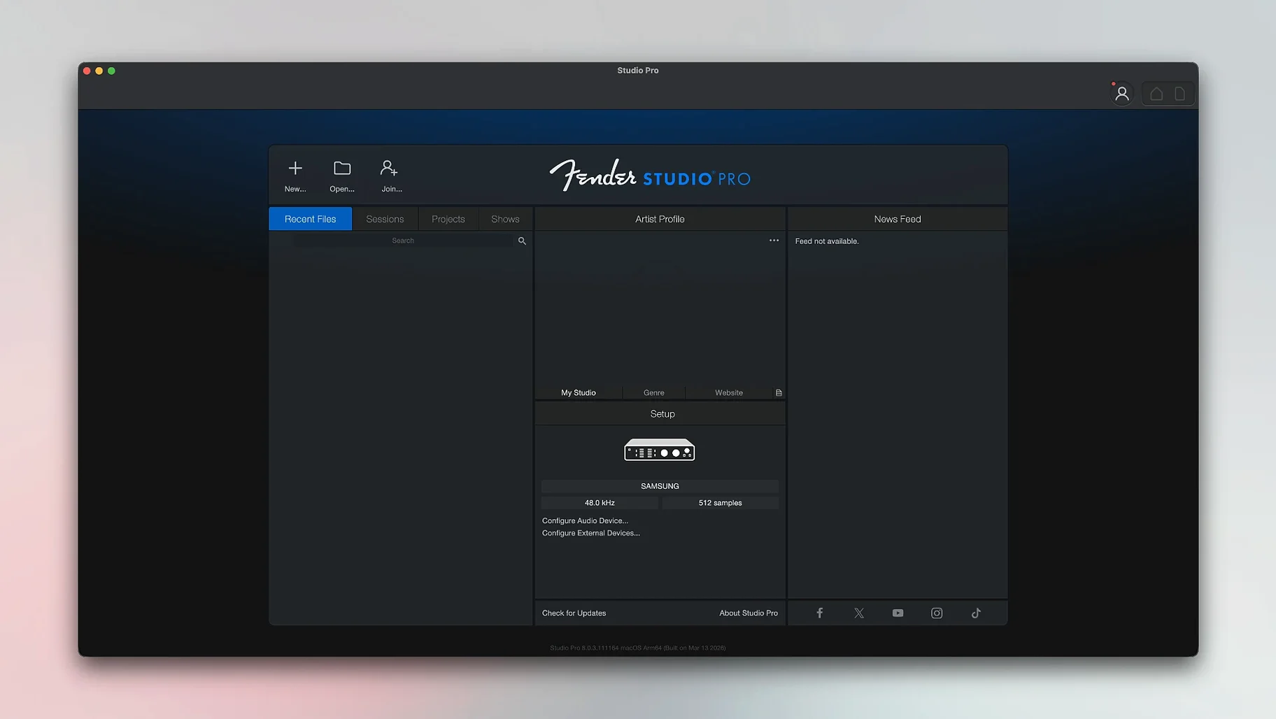 fender studio pro crack — opening view