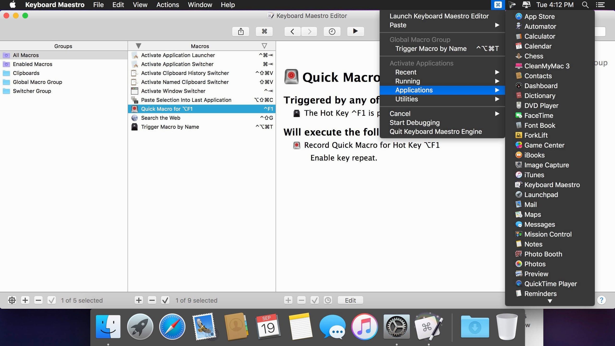 Keyboard Maestro screenshot 3