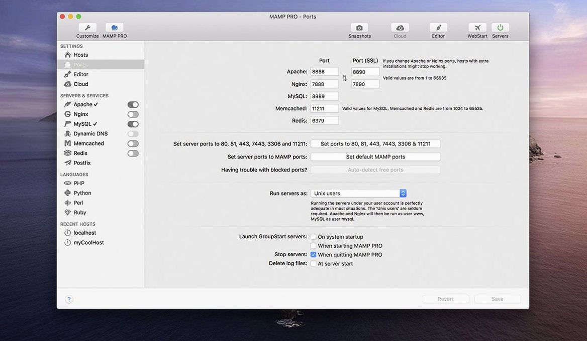 MAMP PRO screenshot 2