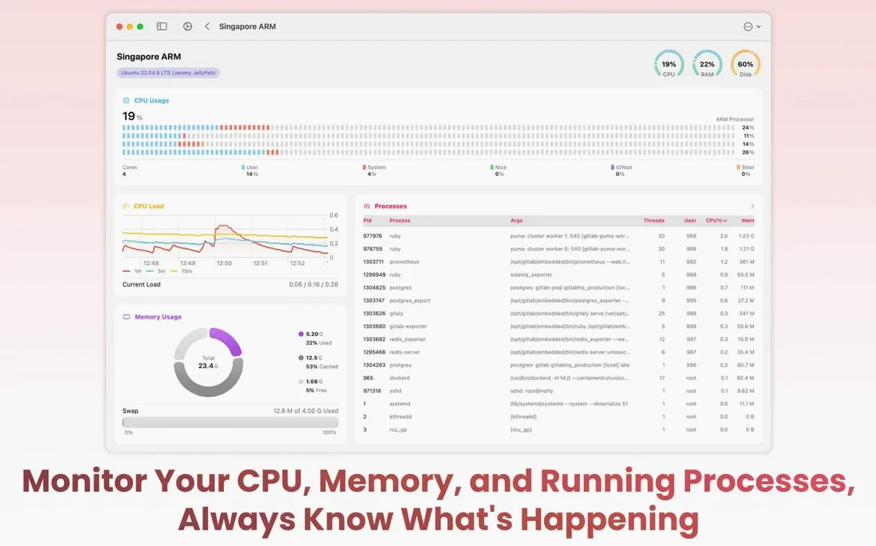 SwiftServer - Monitoring & SSH: screenshot 2 of 7 SwiftServer - Monitoring & SSH screenshot 2