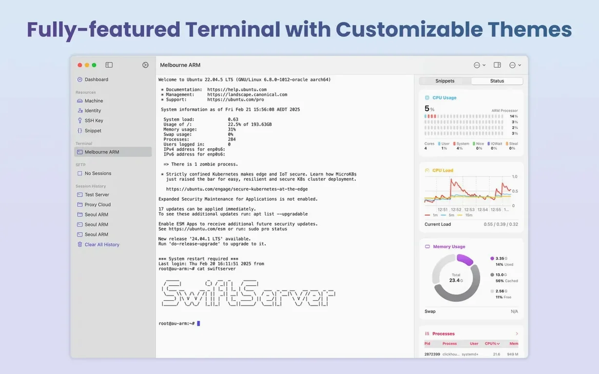SwiftServer - Monitoring & SSH: screenshot 4 of 7 SwiftServer - Monitoring & SSH screenshot 4