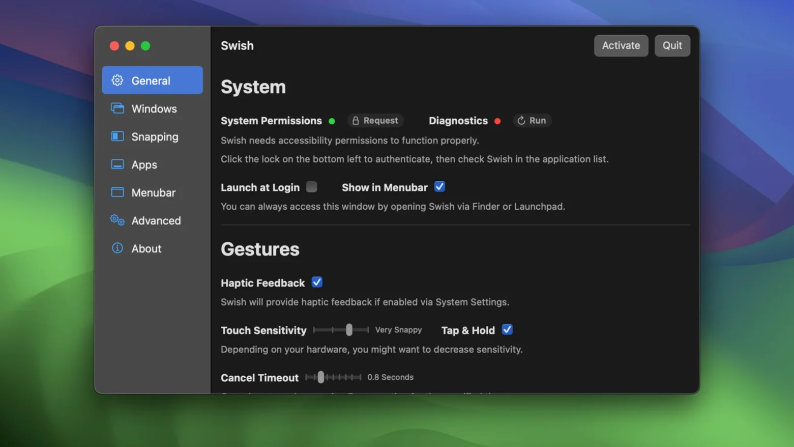 swish mac full version — opening view
