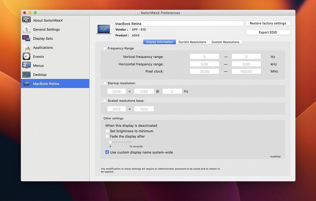 SwitchResX screenshot 2