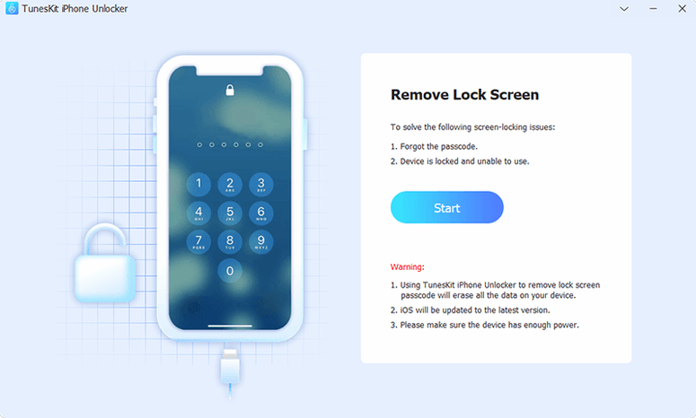 tuneskit iphone unlocker torrent — opening view