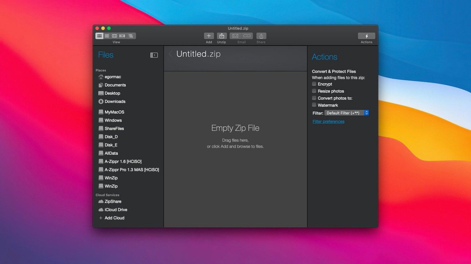 winzip mac torrent — opening view